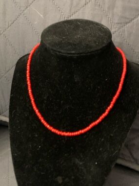 Red Glass Bead Necklace - Minimalist Women’s Jewelry